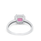Halo Engagement Ring Simulated Cubic Zirconia 925 Sterling Silver