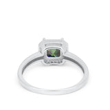Halo Engagement Ring Simulated Cubic Zirconia 925 Sterling Silver