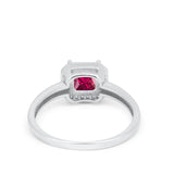 Halo Engagement Ring Simulated Cubic Zirconia 925 Sterling Silver