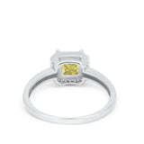 Halo Engagement Ring Simulated Cubic Zirconia 925 Sterling Silver