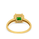Halo Engagement Ring Simulated Cubic Zirconia 925 Sterling Silver