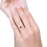 Accent Ring Emerald Cut Round Simulated Cubic Zirconia 925 Sterling Silver