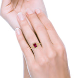 Halo Radiant Cut Wedding Ring Simulated Cubic Zirconia 925 Sterling Silver