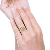 Tree of Life Band Ring Simulated Cubic Zirconia Opal 925 Sterling Silver