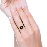 Peace Sign Ring Simulated Turquoise Cubic Zirconia 925 Sterling Silver
