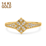 14K Gold Round Pave Cubic Zirconia Engagement Ring