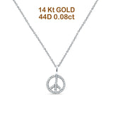 Peace Sign Necklace Diamond Pendant 14K Gold 0.08ct