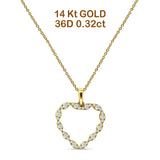 Diamond Heart Necklace Pendant 14K Gold 0.32ct