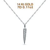 14K Gold 0.11ct Diamond Bar Drop Pendant Chain Necklace 18" Long