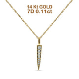 14K Gold 0.11ct Diamond Bar Drop Pendant Chain Necklace 18