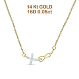 Cross Pendant Diamond Infinity Necklace 14K Gold 0.05ct