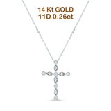 Diamond Cross Pendant Necklace 14K Gold 0.26ct