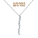 14K Gold 0.15ct Crystal Drop Diamond Pendant Necklace 18" Long