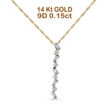 14K Gold 0.15ct Crystal Drop Diamond Pendant Necklace 18 Inch Long