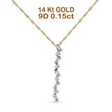 14K Gold 0.15ct Crystal Drop Diamond Pendant Necklace 18" Long