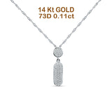 14K Gold 0.11ct Crystal Drop Diamond Pendant Chain Necklace 18" Long