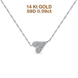 Diamond Sideways Heart Necklace 14K Gold 0.09ct