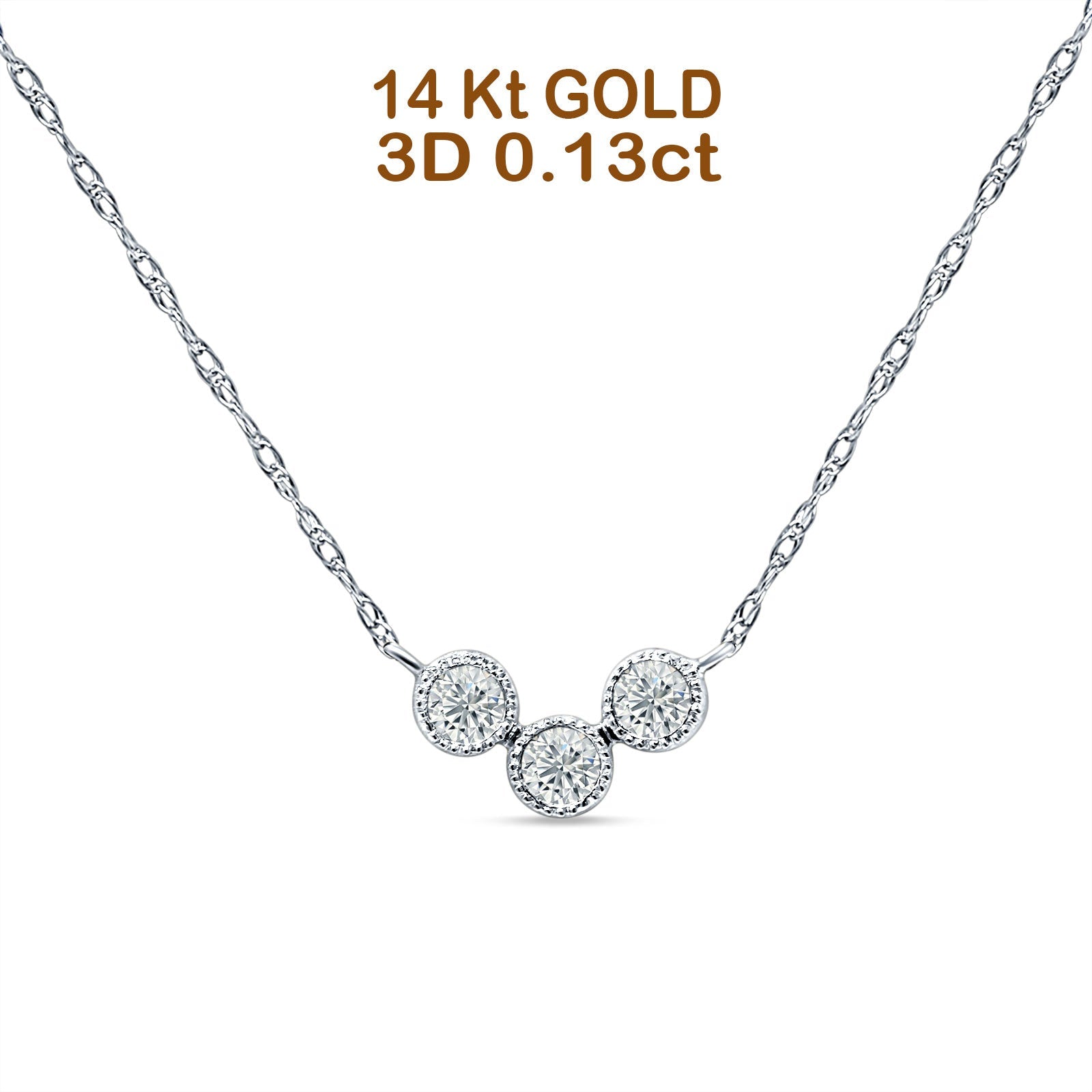 Three Stone Diamond  Necklace