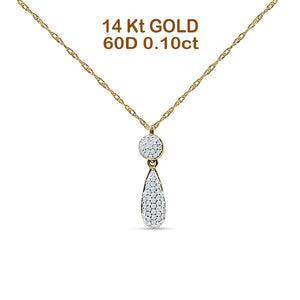 Diamond Teardrop Cluster Necklace 14K Gold 0.10ct