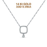 Dangling Diamond Cushion Cut Necklace 14K Gold 0.09ct