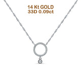 Dangling Open Circle Diamond Necklace 14K Gold 0.09ct