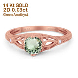 14K Gold 0.87ct Vintage Design Solitaire Round 6mm G SI Diamond Engagement Wedding Ring