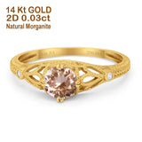 14K Gold 0.87ct Vintage Design Solitaire Round 6mm G SI Diamond Engagement Wedding Ring