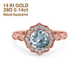 14K Gold 1.42ct Art Deco Round 7mm G SI Diamond Engagement Wedding Ring