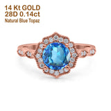 14K Gold 1.42ct Art Deco Round 7mm G SI Diamond Engagement Wedding Ring