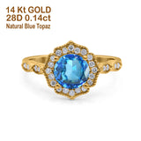 14K Gold 1.42ct Art Deco Round 7mm G SI Diamond Engagement Wedding Ring