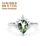 14K Gold 1.5ct Teardrop Art Deco Pear 9mmx6mm G SI Diamond Engagement Wedding Ring
