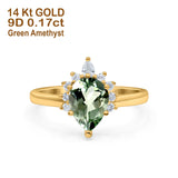14K Gold 1.5ct Teardrop Art Deco Pear 9mmx6mm G SI Diamond Engagement Wedding Ring
