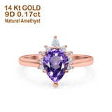 14K Gold 1.5ct Teardrop Art Deco Pear 9mmx6mm G SI Diamond Engagement Wedding Ring