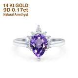 14K Gold 1.5ct Teardrop Art Deco Pear 9mmx6mm G SI Diamond Engagement Wedding Ring