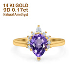 14K Gold 1.5ct Teardrop Art Deco Pear 9mmx6mm G SI Diamond Engagement Wedding Ring