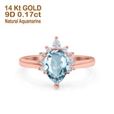14K Gold 1.5ct Teardrop Art Deco Pear 9mmx6mm G SI Diamond Engagement Wedding Ring