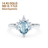 14K Gold 1.5ct Teardrop Art Deco Pear 9mmx6mm G SI Diamond Engagement Wedding Ring