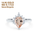 14K Gold 1.5ct Teardrop Art Deco Pear 9mmx6mm G SI Diamond Engagement Wedding Ring