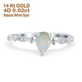 14K Gold 0.73ct Teardrop Pear 7mmx5mm G SI Diamond Engagement Wedding Ring