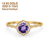 14K Gold 0.99ct Round Petite Dainty 6mm G SI Diamond Engagement Wedding Ring