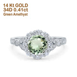 14K Gold 1.25ct Floral Art Deco Round 6mm G SI Diamond Engagement Wedding Ring
