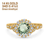 14K Gold 1.25ct Floral Art Deco Round 6mm G SI Diamond Engagement Wedding Ring
