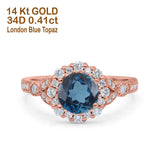 14K Gold 1.25ct Floral Art Deco Round 6mm G SI Diamond Engagement Wedding Ring