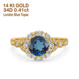 14K Gold 1.25ct Floral Art Deco Round 6mm G SI Diamond Engagement Wedding Ring