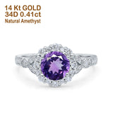 14K Gold 1.25ct Floral Art Deco Round 6mm G SI Diamond Engagement Wedding Ring