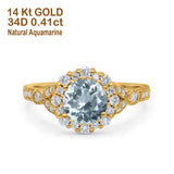 14K Gold 1.25ct Floral Art Deco Round 6mm G SI Diamond Engagement Wedding Ring