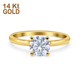 14K Gold Solitaire Round Cubic Zirconia Engagement Ring