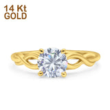 14K Gold Round Solitaire Celtic Cubic Zirconia Engagement Ring