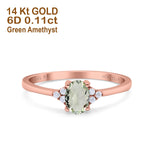 14K Gold 0.87ct Art Deco Oval 7mmx5mm G SI Diamond Engagement Wedding Ring