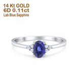 14K Gold 0.87ct Art Deco Oval 7mmx5mm G SI Diamond Engagement Wedding Ring